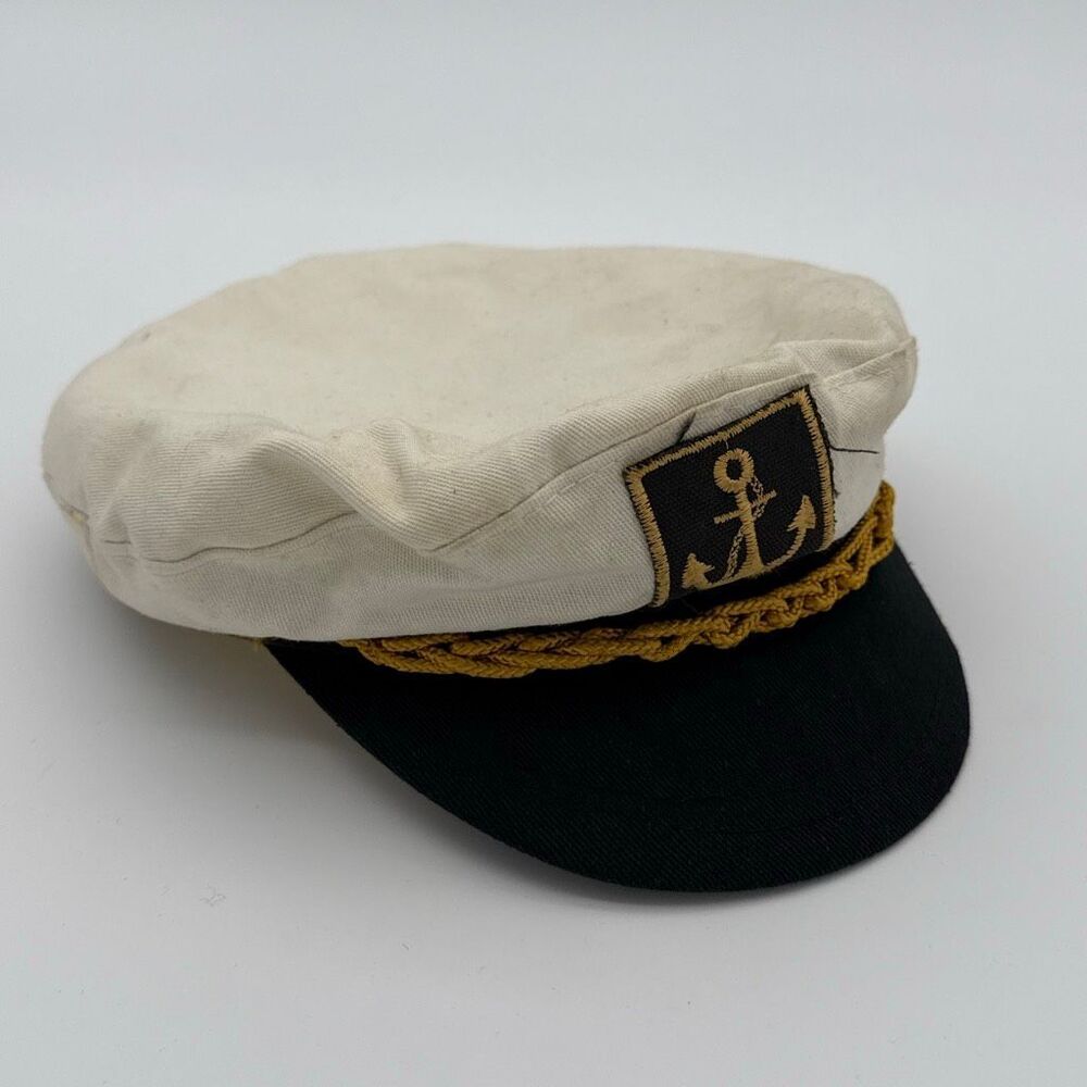 Vintage Authentic Greek Fisherman Cap Anchor Patch Made in Greece Cotton Mens 57